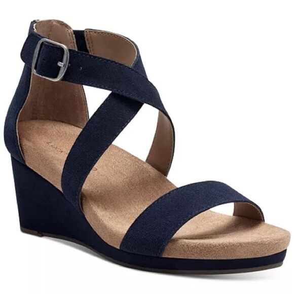 Lucky Brand Women's Kenadee Wedge Sandal Black size 7.5 - Picture 1 of 7